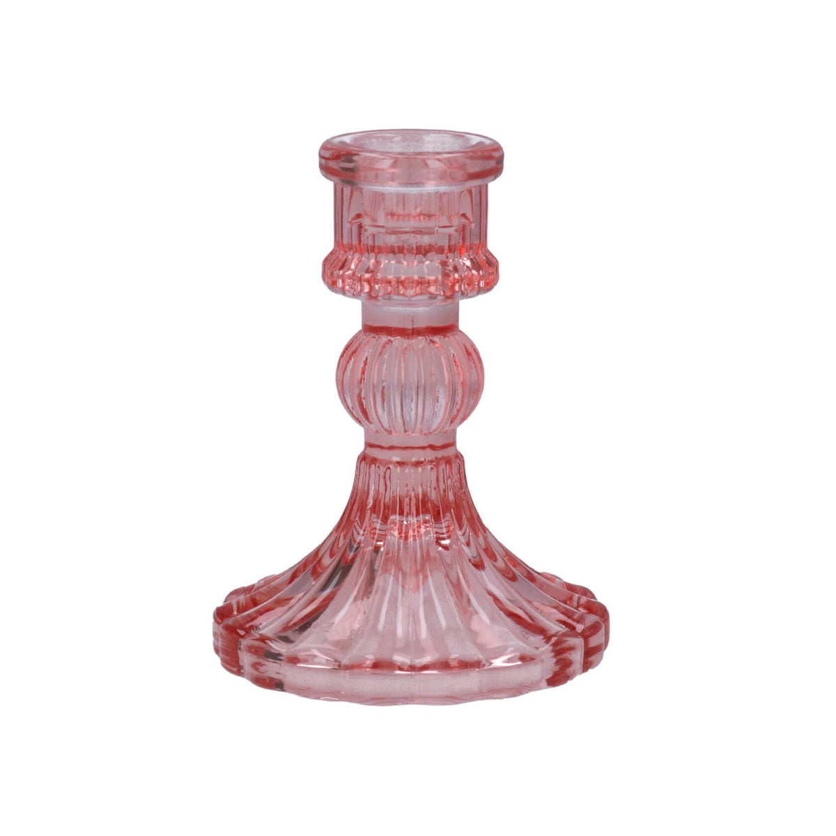 Dusky Pink Glass Classic Candlestick by Gisela Graham