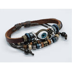Evil Eye Leather Multi Strand Bracelet