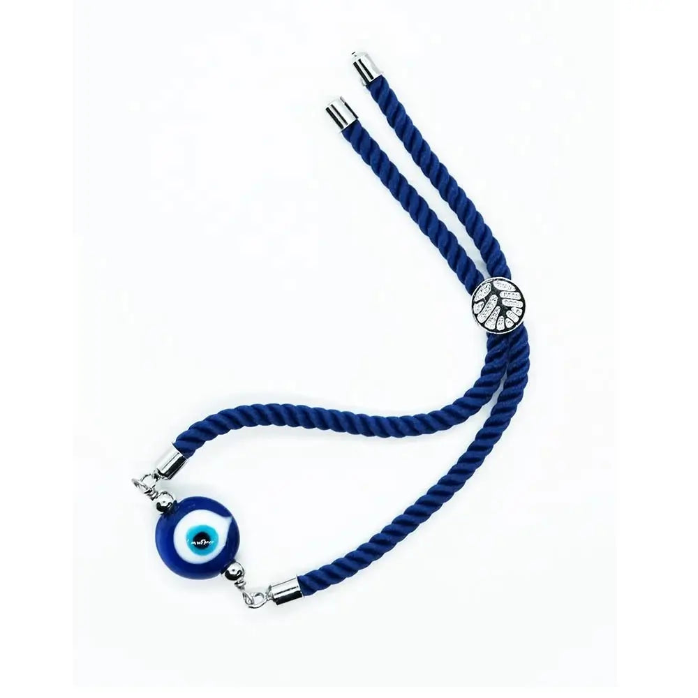 Blue Cord Bracelet with Glass Evil Eye of Protection