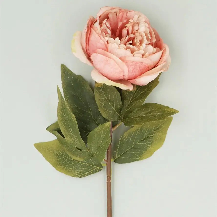 Faux Antique Pink Peony Flower Stem