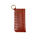 Faux Croc Leather Glass Pouch | Cognac