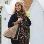 Large Mocha Mousse Faux Leather and Fur Handbag BAG80