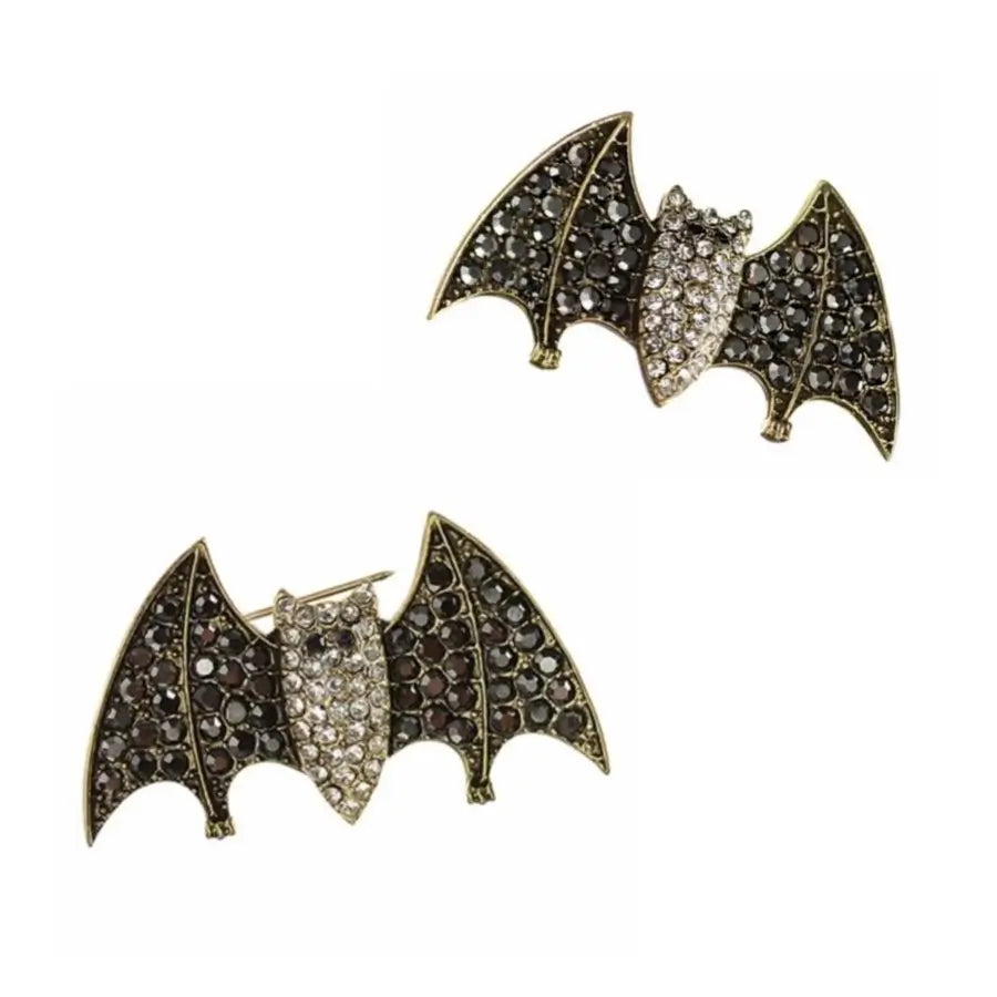 Diamante Crystal Flying Bat Brooch