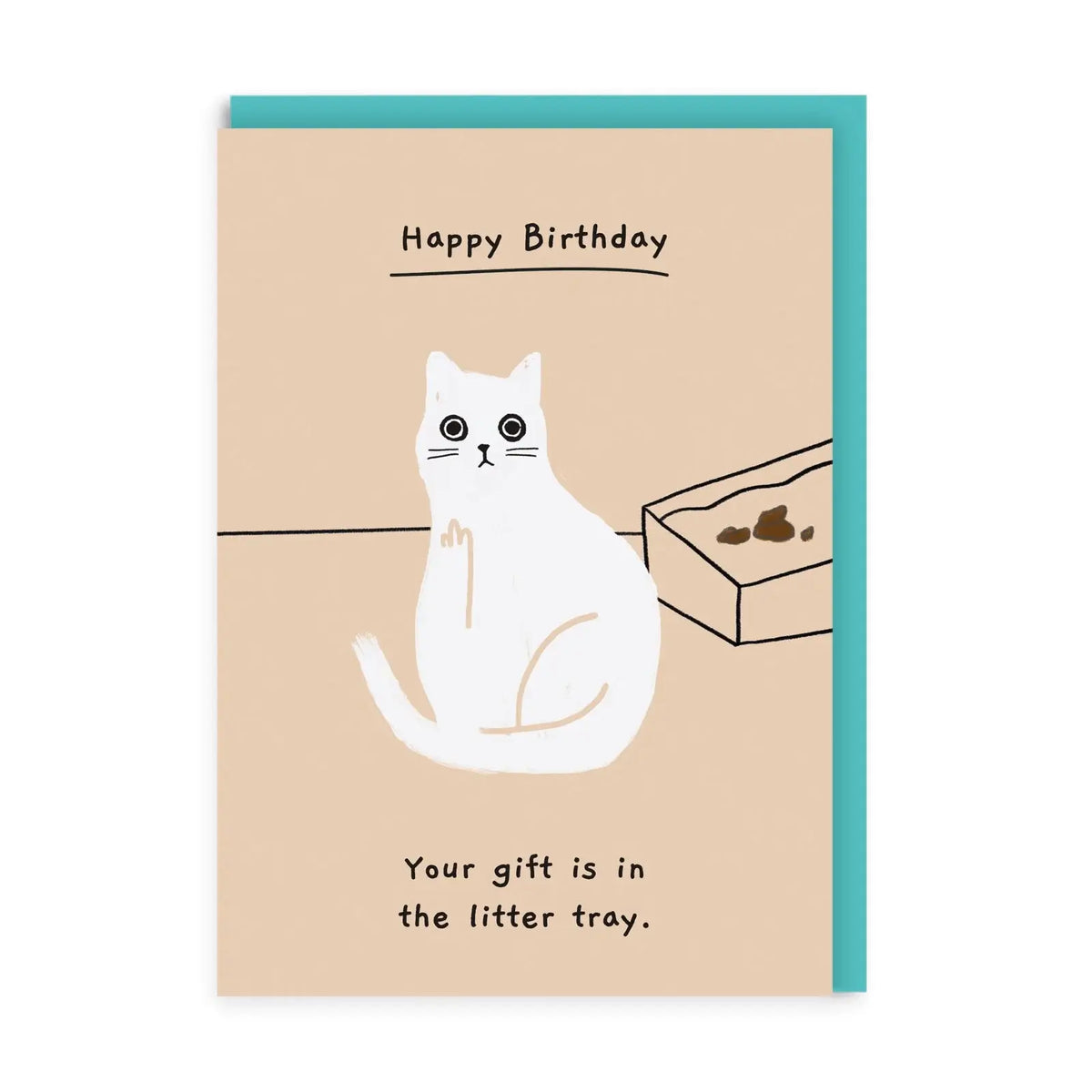 Gift Is In The Litter Tray Birthday Card