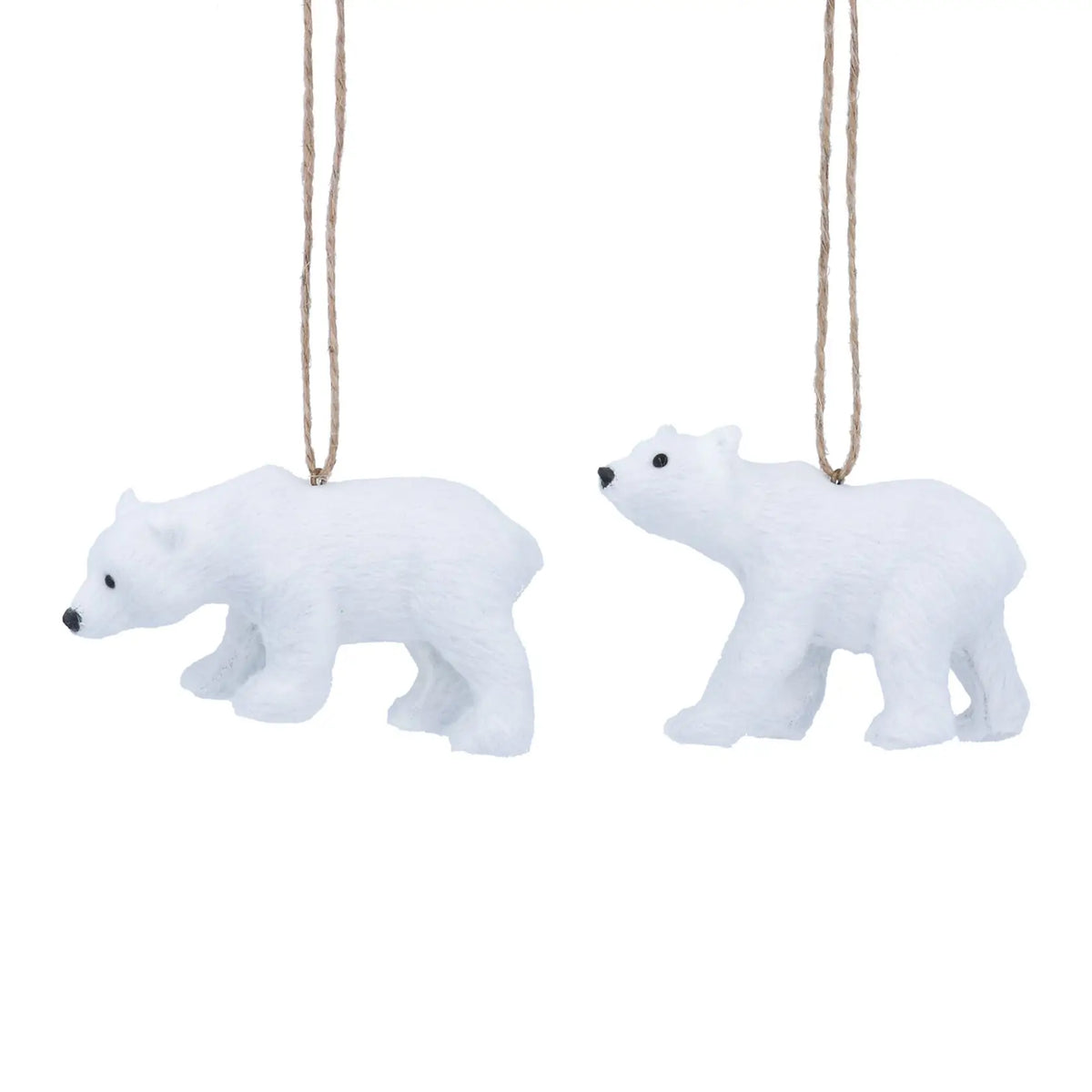 Set of 2 Gisela Graham White Faux Fur Polar Bear Decorations in Southend