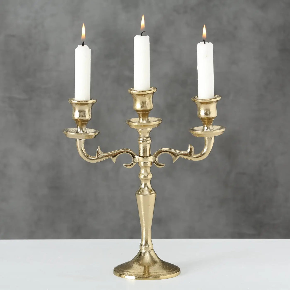 Gold Alu Triple Candelabra Varas H26cm