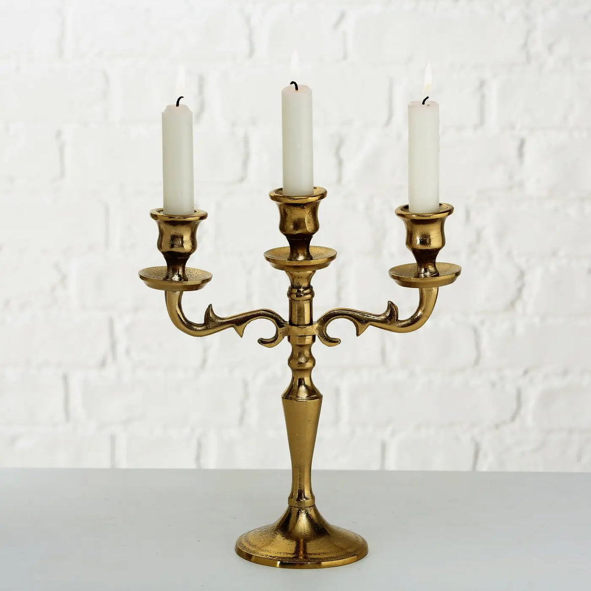 Gold Alu Triple Candelabra Varas H26cm