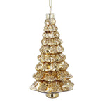 Gold glittery glass Christmas tree bauble ornament