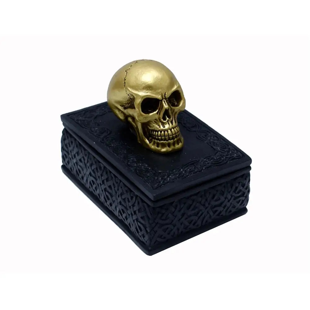 Gold Skull On Black Trinket Box