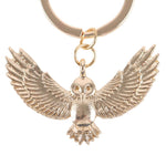 Gold Flying Night Owl Metal Keyring