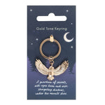 Gold Flying Night Owl Metal Keyring