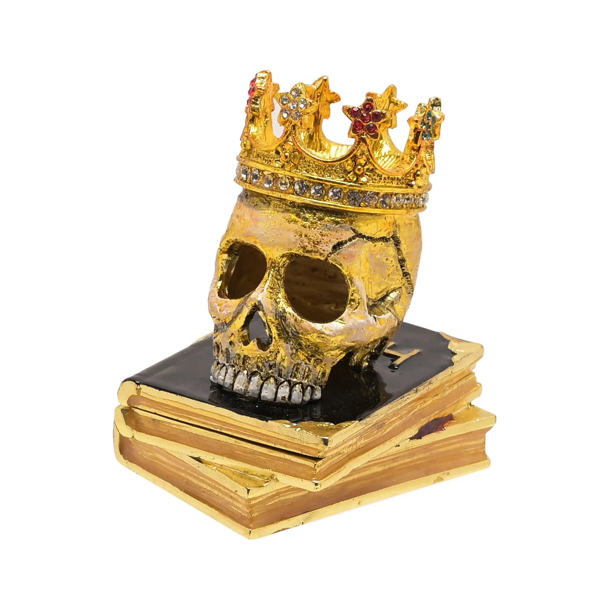 Gothic Gold Skull with Crown Trinket Box