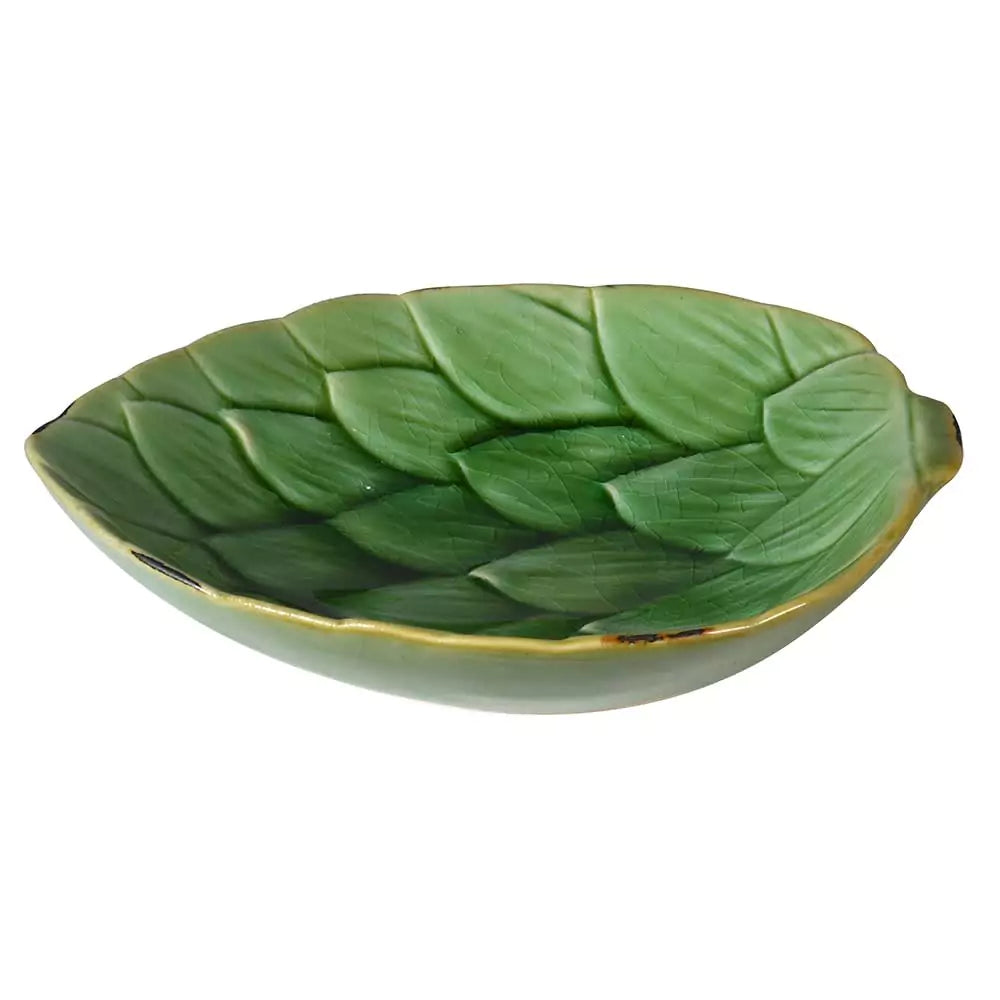 Ceramic Green Artichoke Leaf Dish