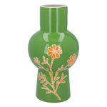 Green Ceramic Vase with Orange Flowers by Gisela Graham