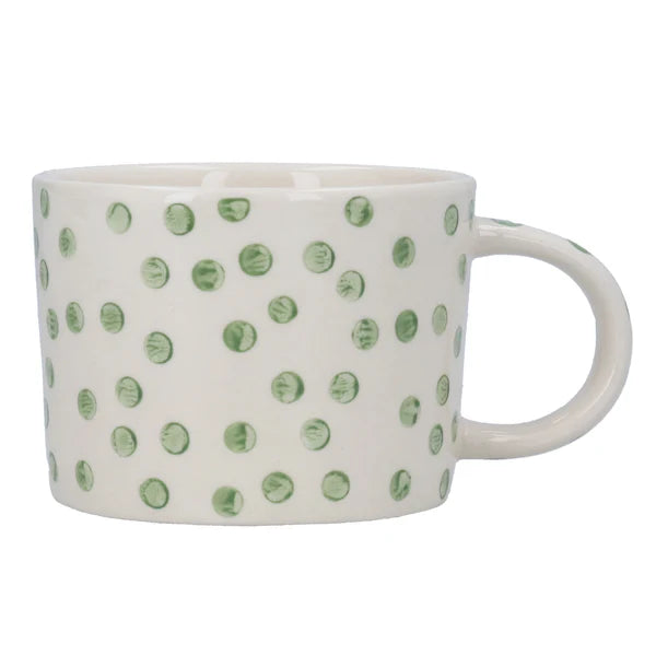 Green Dots Stoneware Mug