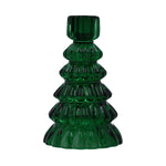 Green glass Christmas tree shaped dinner candle holder by Gisela Graham