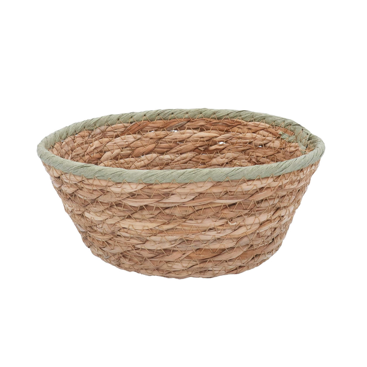Green Trim Natural Woven Basket Mini Bowl by gisela graham