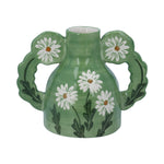 Green Coloured Wild Daisy Design Stoneware Mini Vase by Gisela Graham