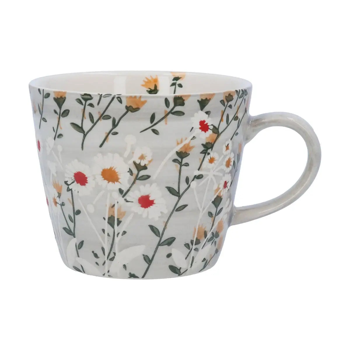 Light Grey Wild Daisy Stoneware Mug by Gisela Graham in Southend