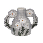 Grey Colour Wild Daisy Design Stoneware Dinner Candle Holder from Gisela Graham
