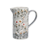 Grey Coloured Wild Daisy Design Stoneware Jug by Gisela Graham