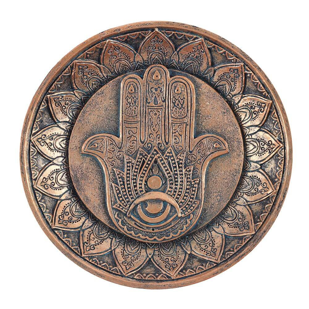 Gold Hand of Hamsa incense holder dish in Southend at Under the Sun shop