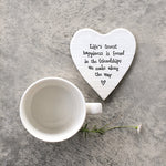 Lifes Truest Happiness White Porcelain Heart Coaster