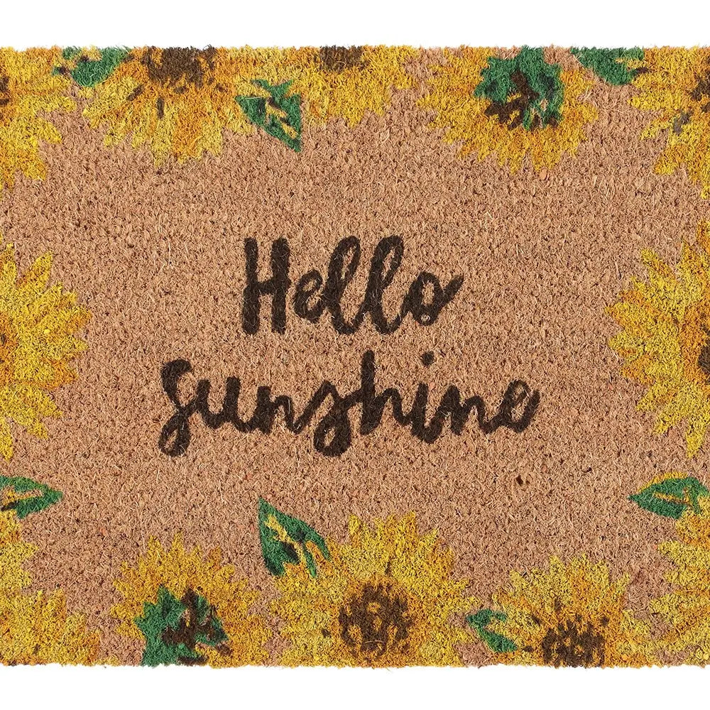 Hello Sunshine Sunflower Natural Coir Doormat