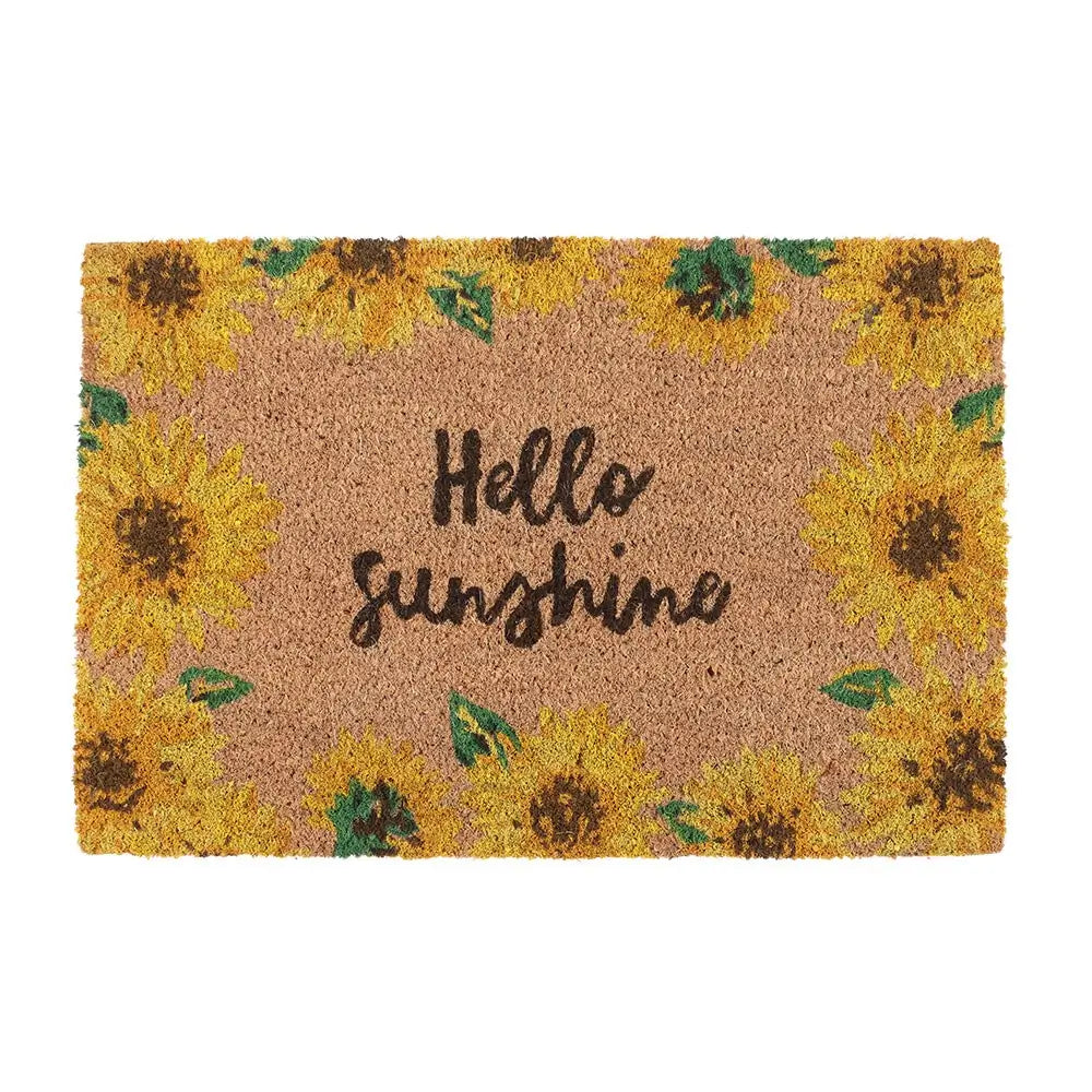 Hello Sunshine Sunflower Natural Coir Doormat