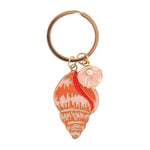 Seashell shape enamelled metal keyring