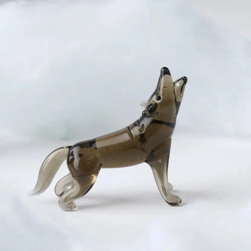 Artisan Glass Howling Wolf Figurine