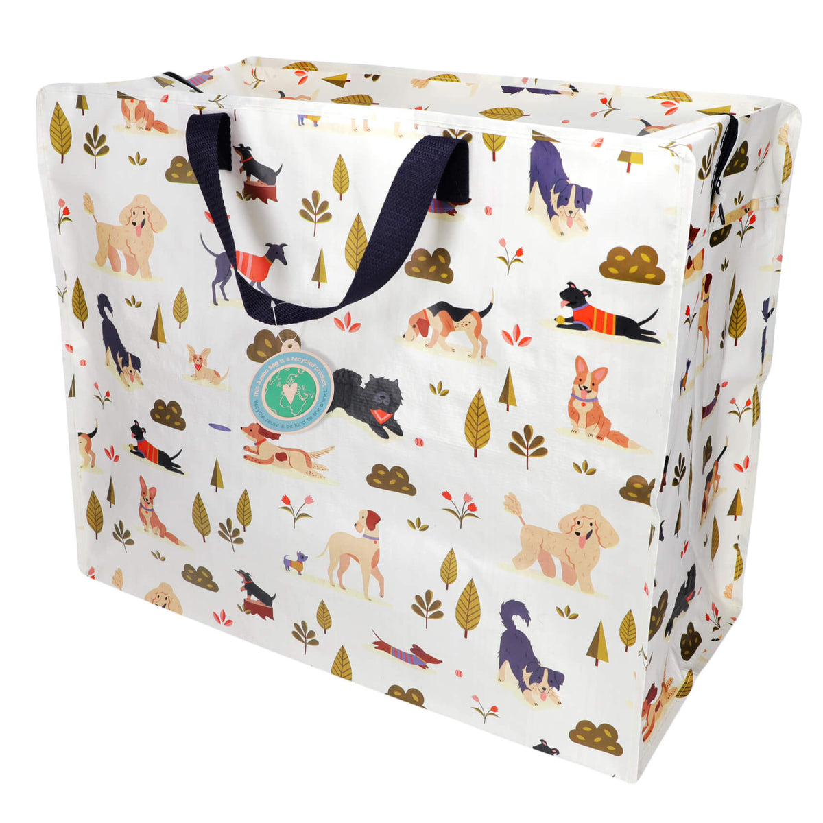 Dog Park large jumbo storage bag with dog pattern on a white background.