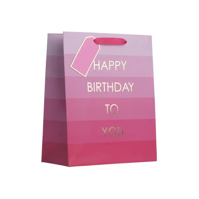 Large Shades of Pink Happy Birthday Gift Bag