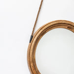 Large Round Wooden Mirror on Rope