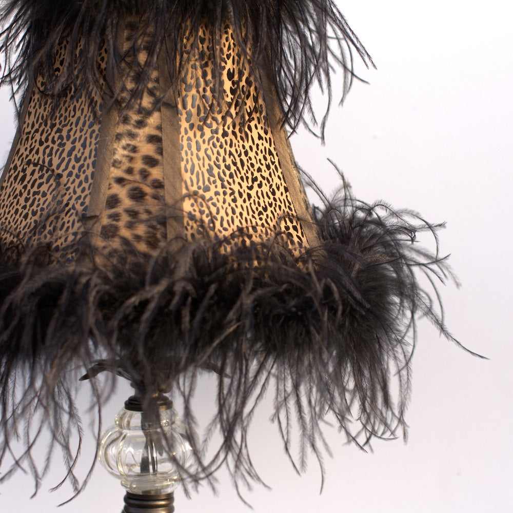 Leopard Print & Feather Boa Table Lamp