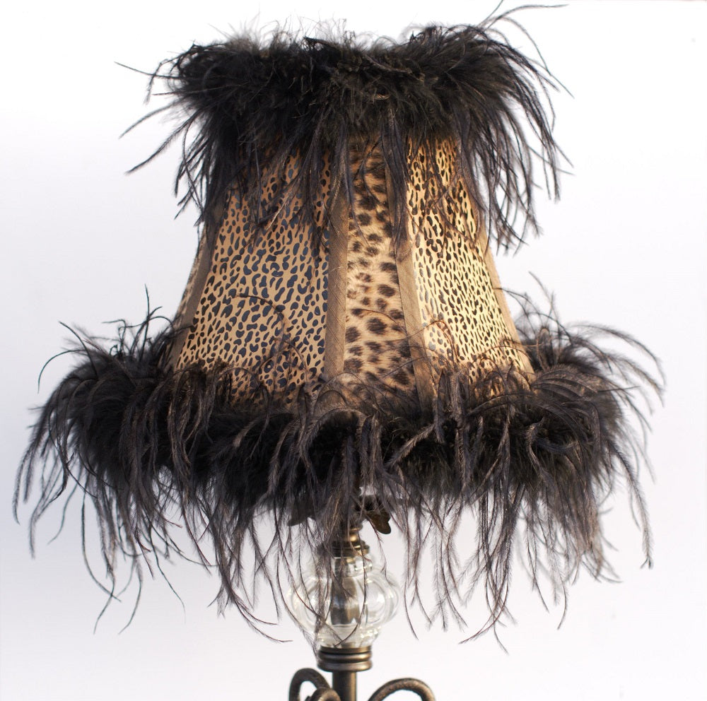 Leopard Print & Feather Boa Table Lamp