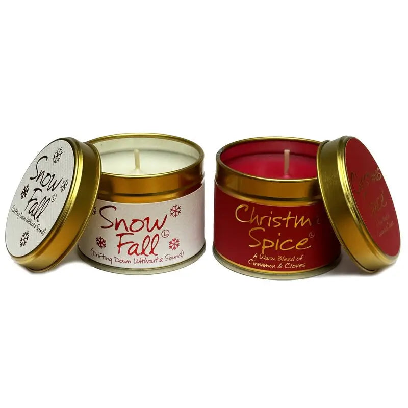 Lily-Flame Mini Snowfall & Christmas Spice Candle Duo