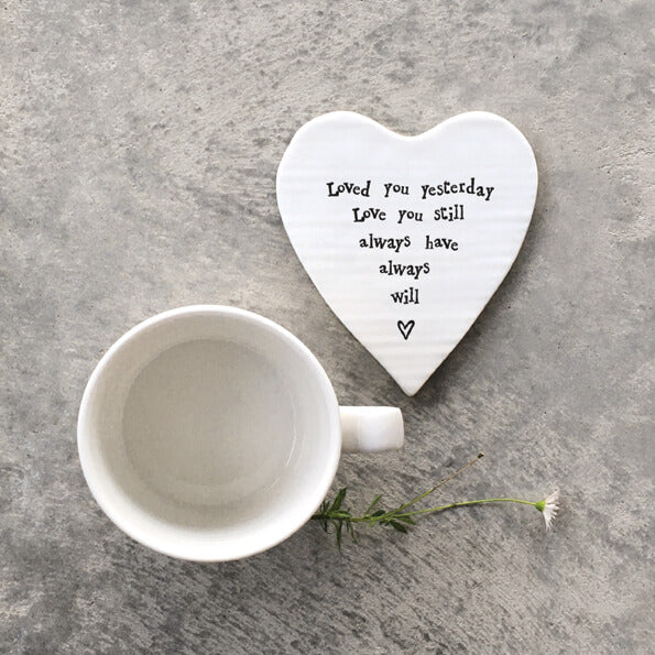 Love You Still Porcelain White Heart Coaster