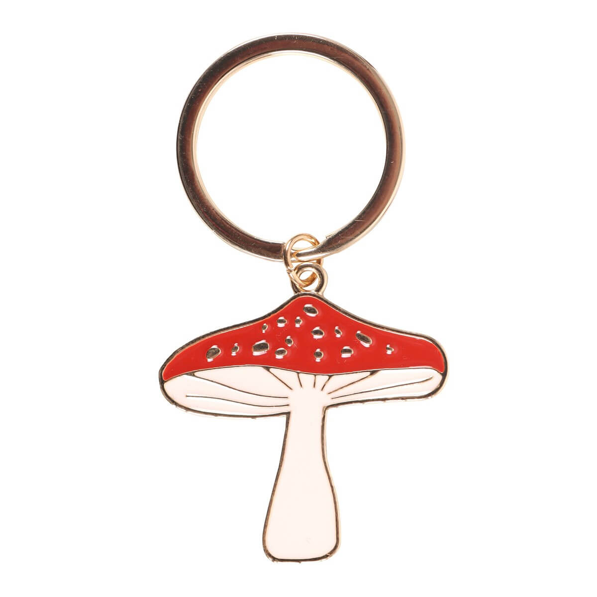 Lucky Toadstool Mushroom Metal Keyring