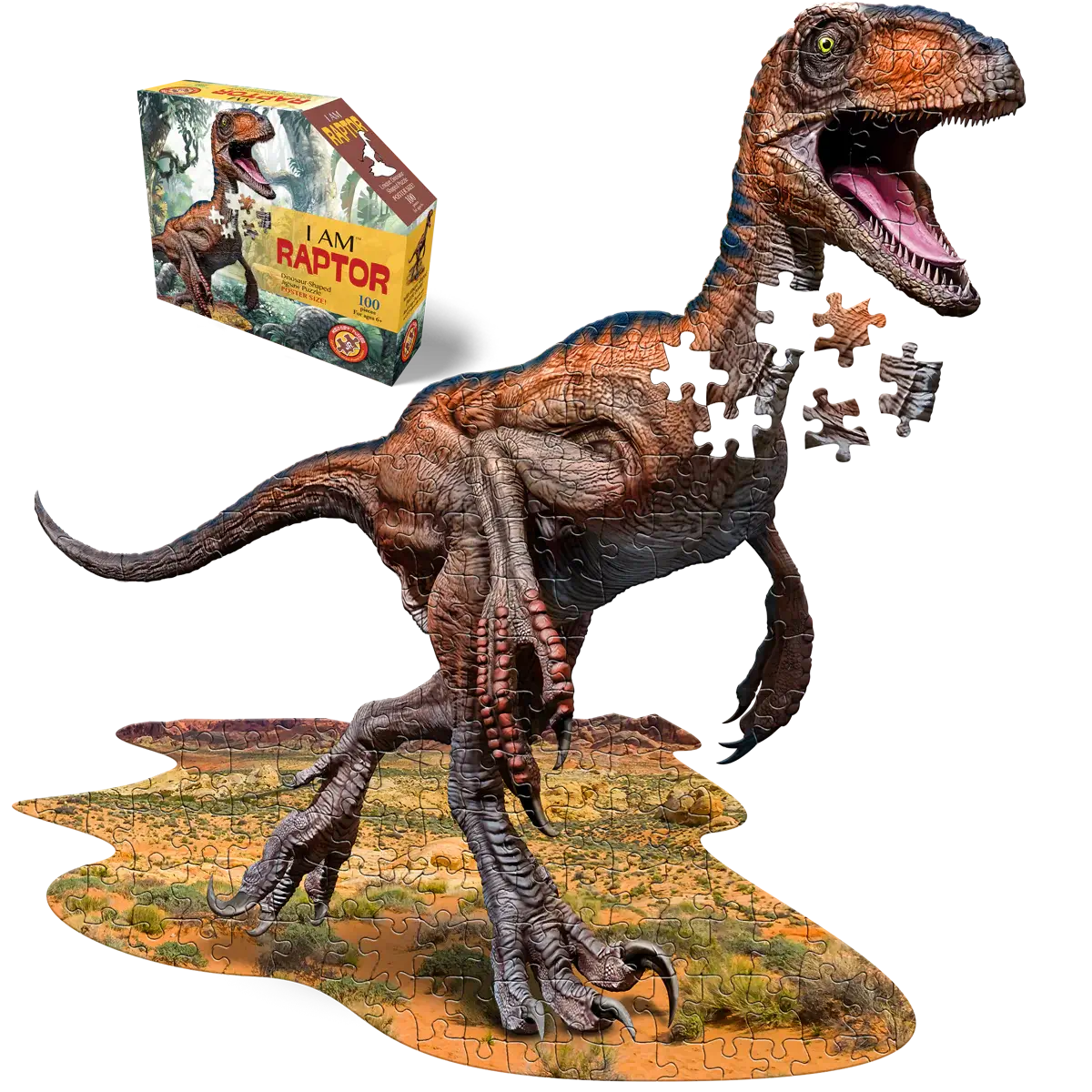 Raptor Dinosaur Shaped 100 Piece Jigsaw Puzzle | Madd Capp