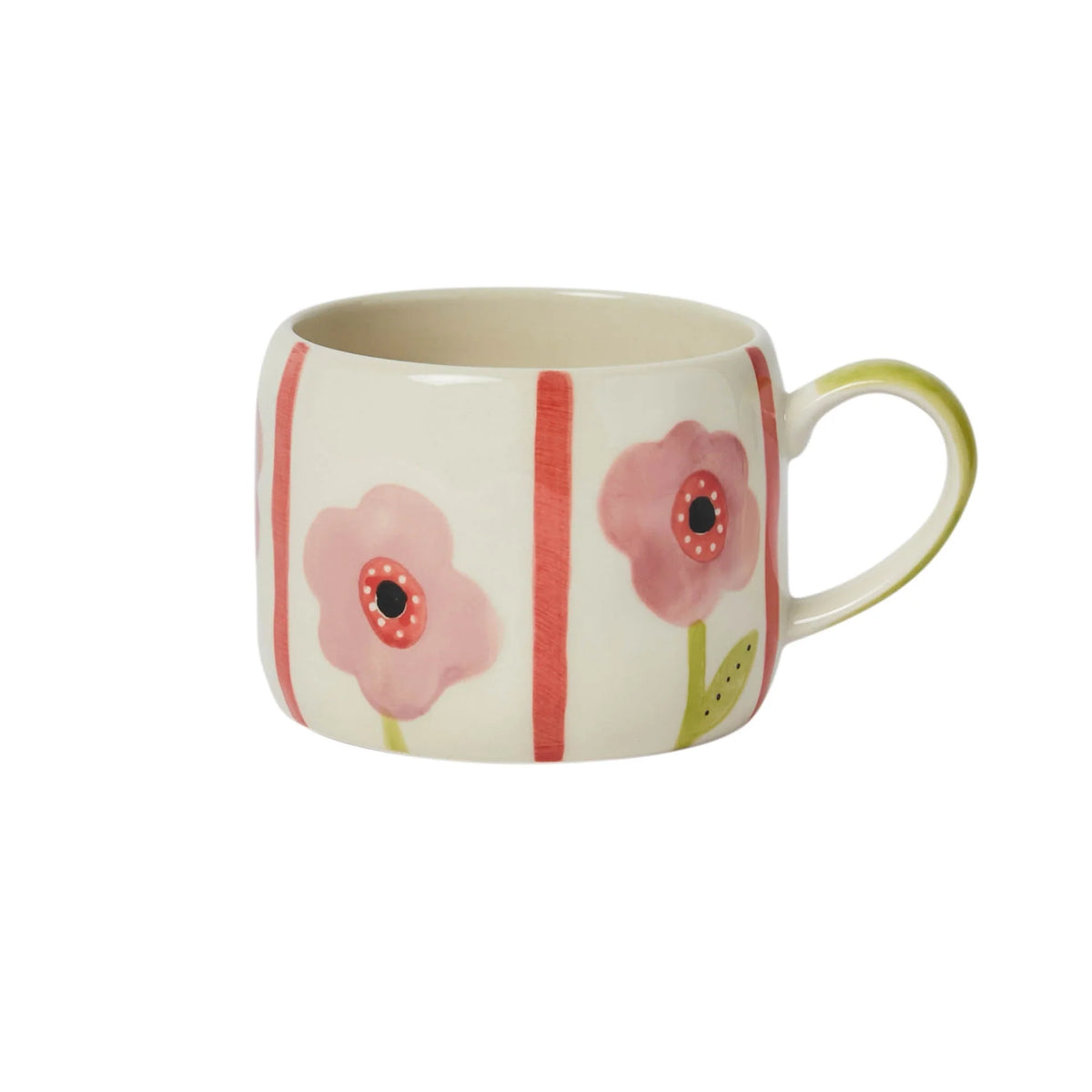 Stoneware mug with mauve floral design by Belly Button Gifts.