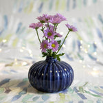 Navy Blue Small Round Bud Vase