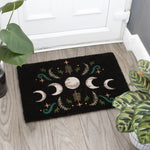 Black Dark Forest Moon Phase Coir Doormat