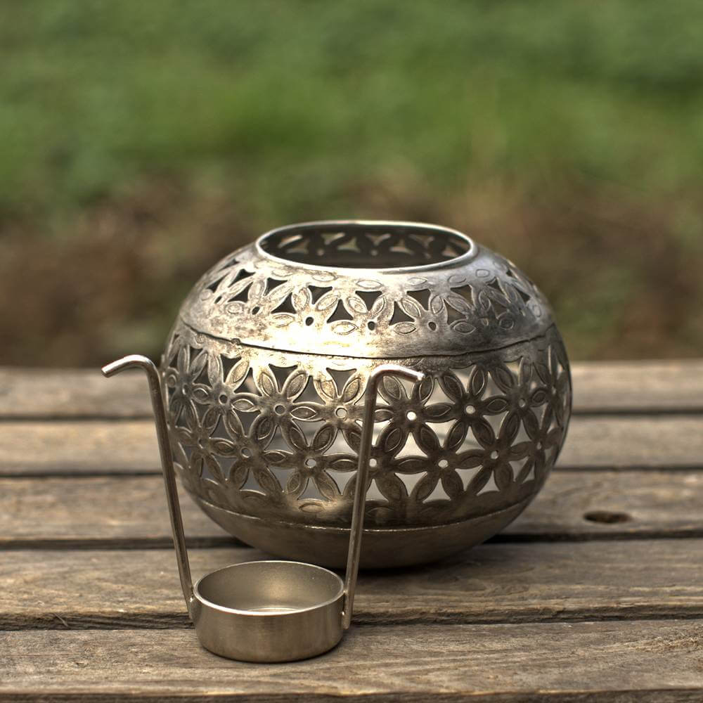 Punched Silver Bowl Tealight Holder