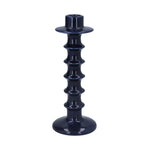 Navy Ceramic Hooped Candlestick by Gisela Graham