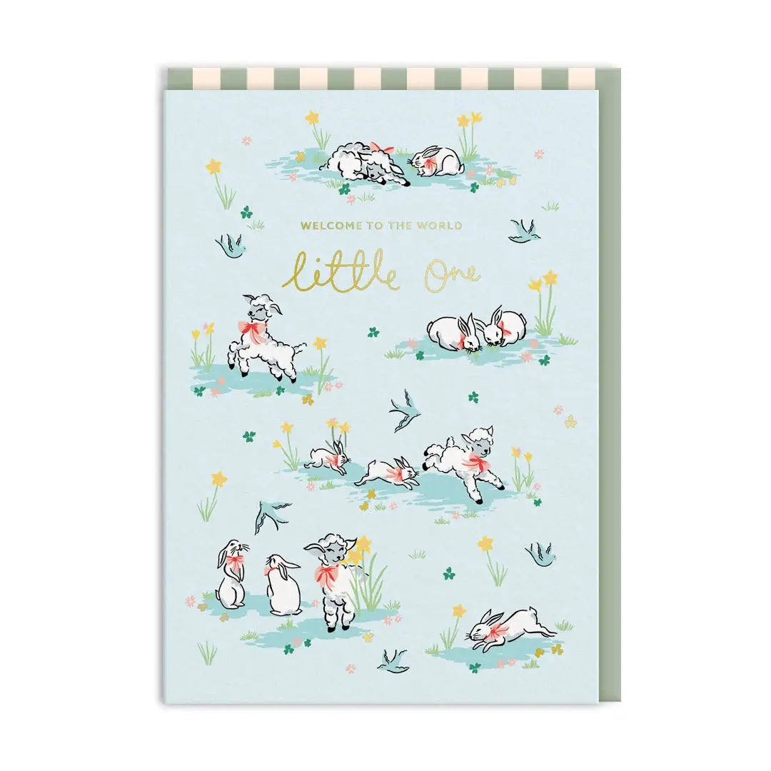 Cath Kidston Hello Little One Lambs Greeting Card