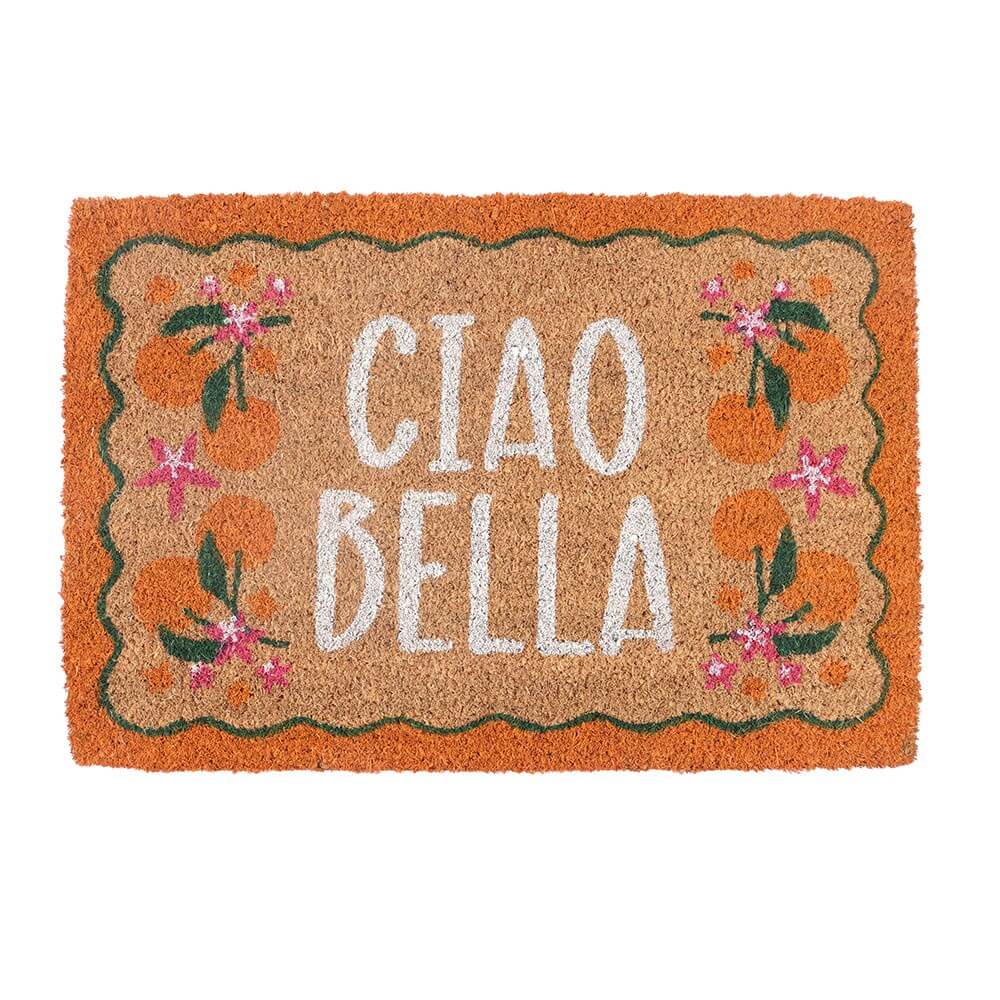 Orange Ciao Bella Printed Coir Doormat