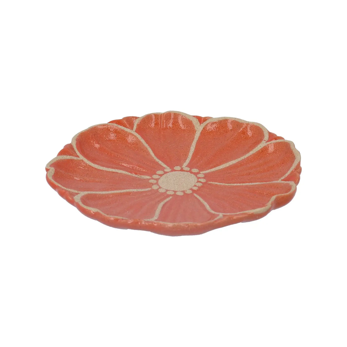 Orange Stoneware Flower Plate by Gisela Graham in Southend