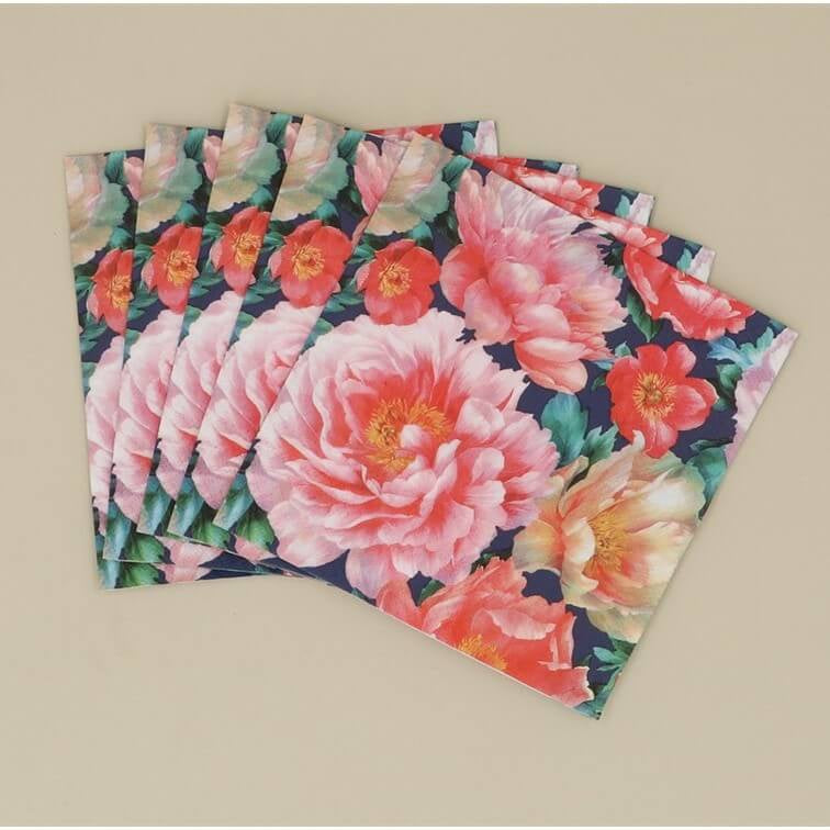 Midnight Peonies Paper Napkin Pack/20