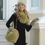 Artichoke green Faux Fur Handbag BAG76